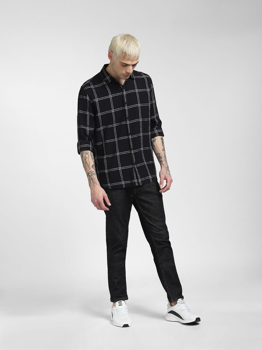 Black Check Full Sleeves Shirt