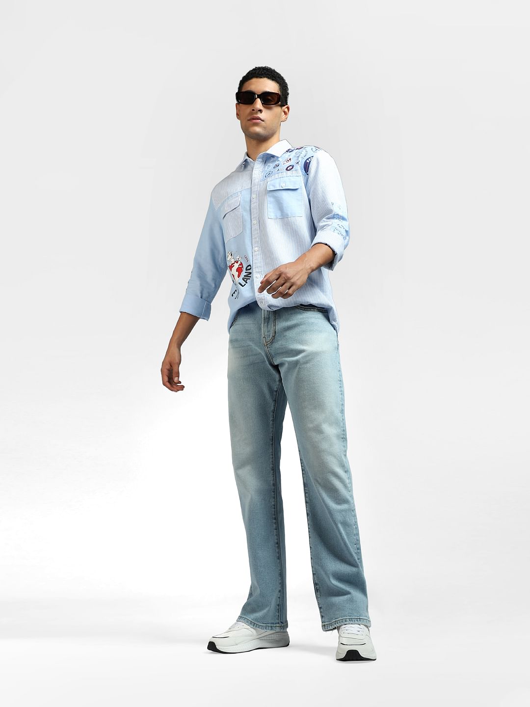 x PEANUTS Blue Graphic Print Full Sleeves Shirt - S