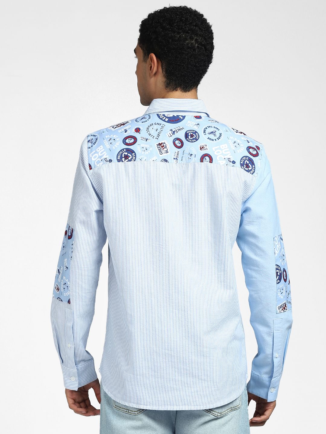 x PEANUTS Blue Graphic Print Full Sleeves Shirt