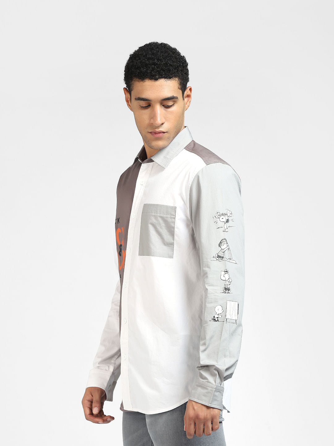 x PEANUTS White Graphic Print Full Sleeves Shirt