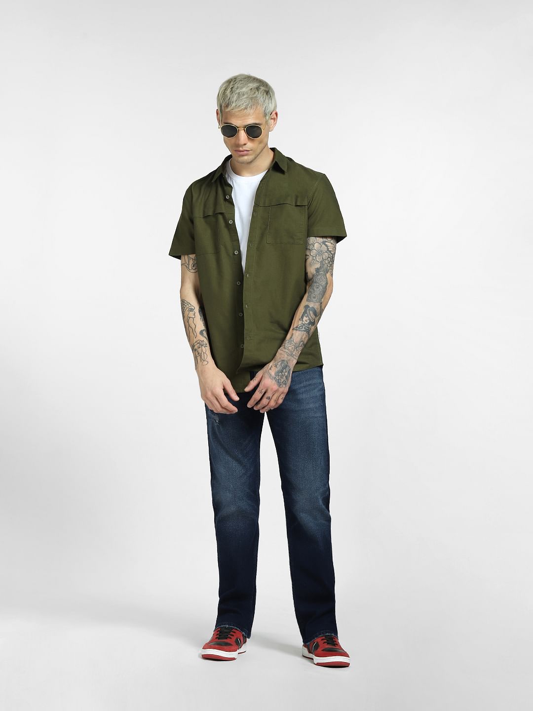 Green Half Sleeves Shirt - S