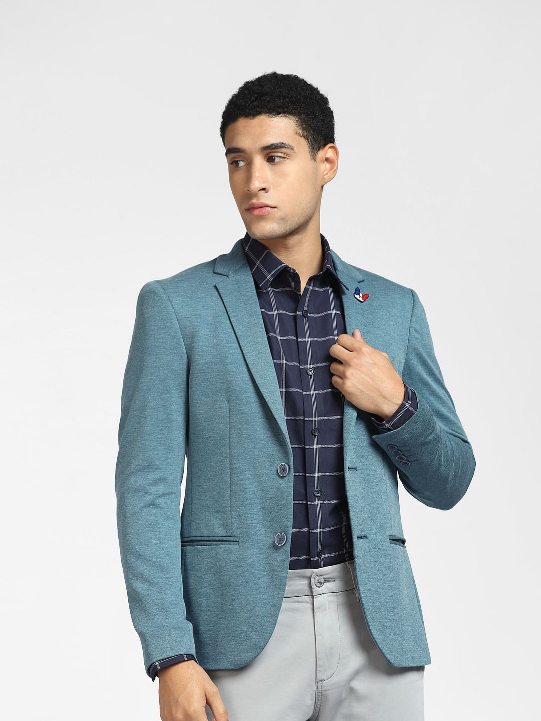 Blue Checks Full Sleeves Shirt - S