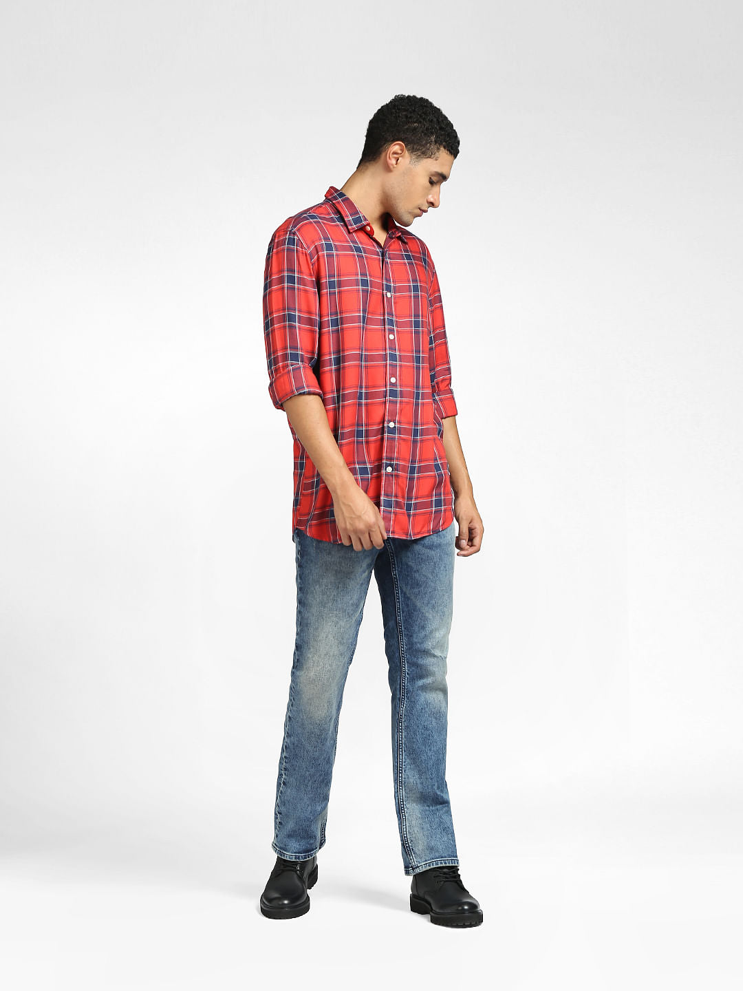 Red Checks Full Sleeves Shirt