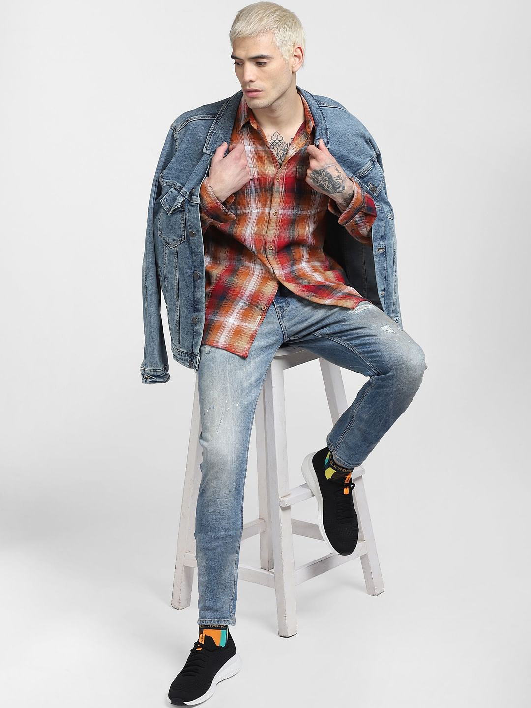 Red Check Full Sleeves Shirt - S
