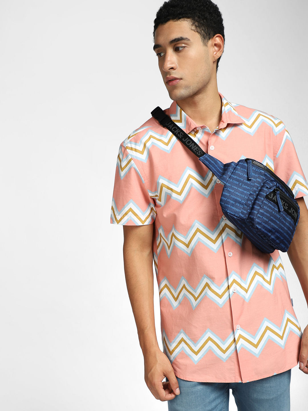 Pink Chevron Print Shirt - S