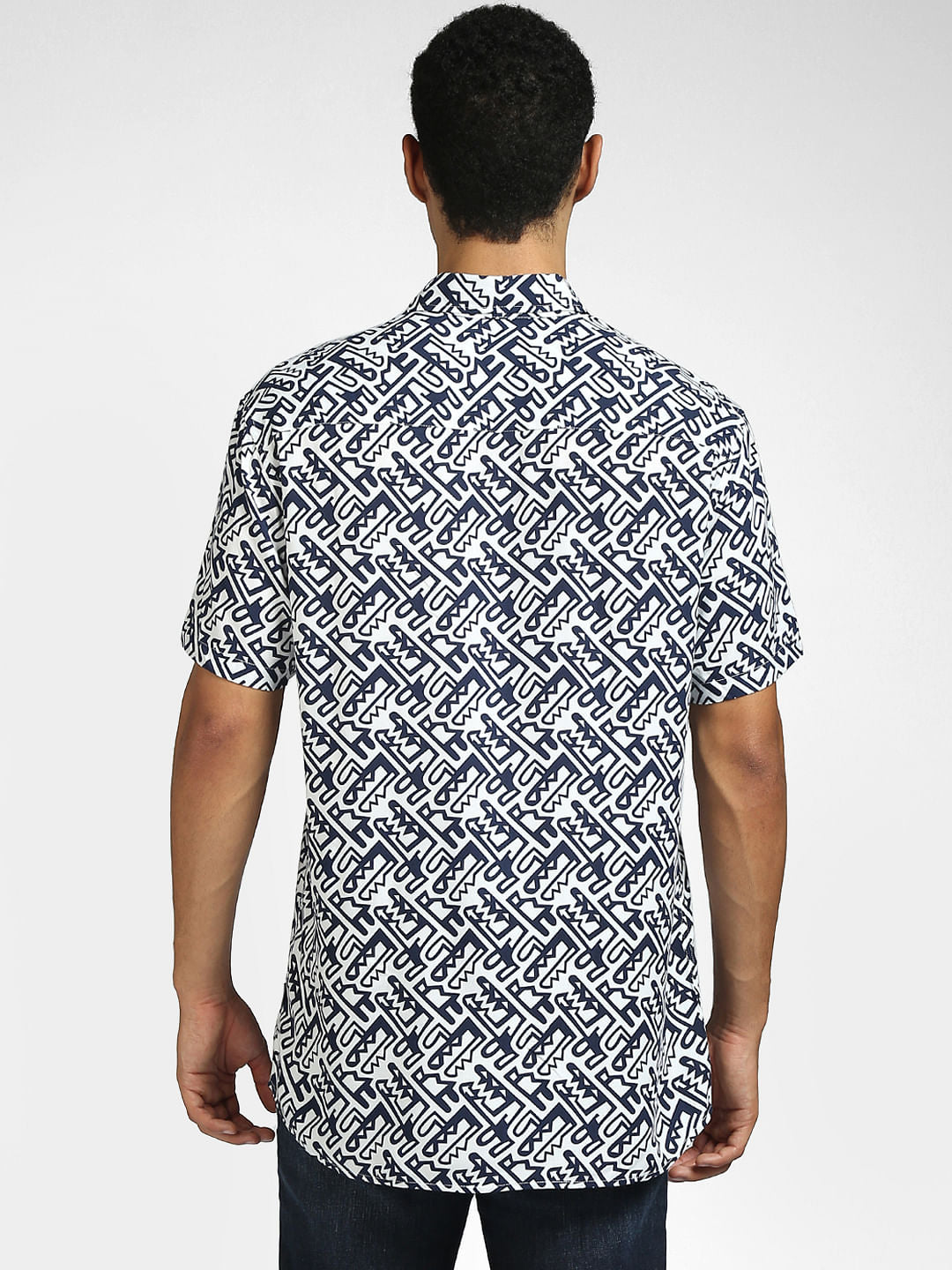 White Abstract Print Shirt