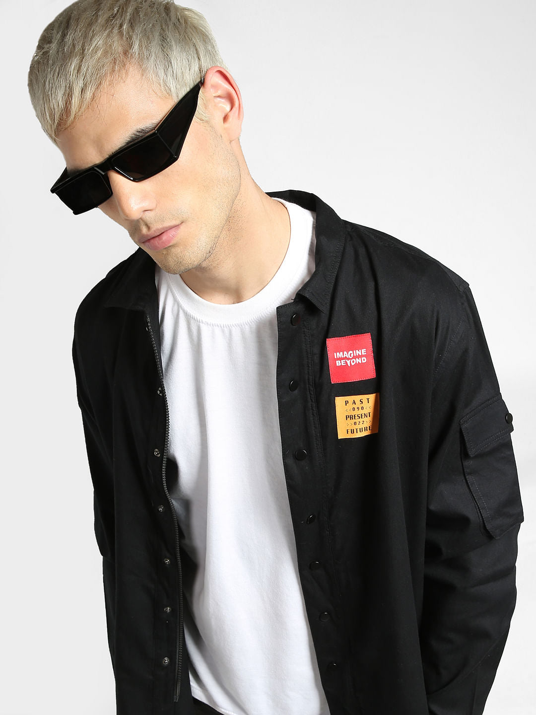 Black Oversized Full Sleeves Shirt - S