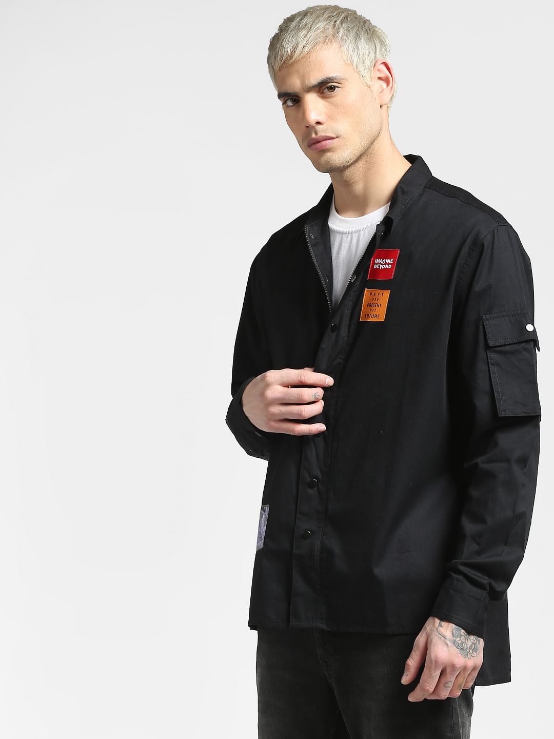 Black Oversized Full Sleeves Shirt