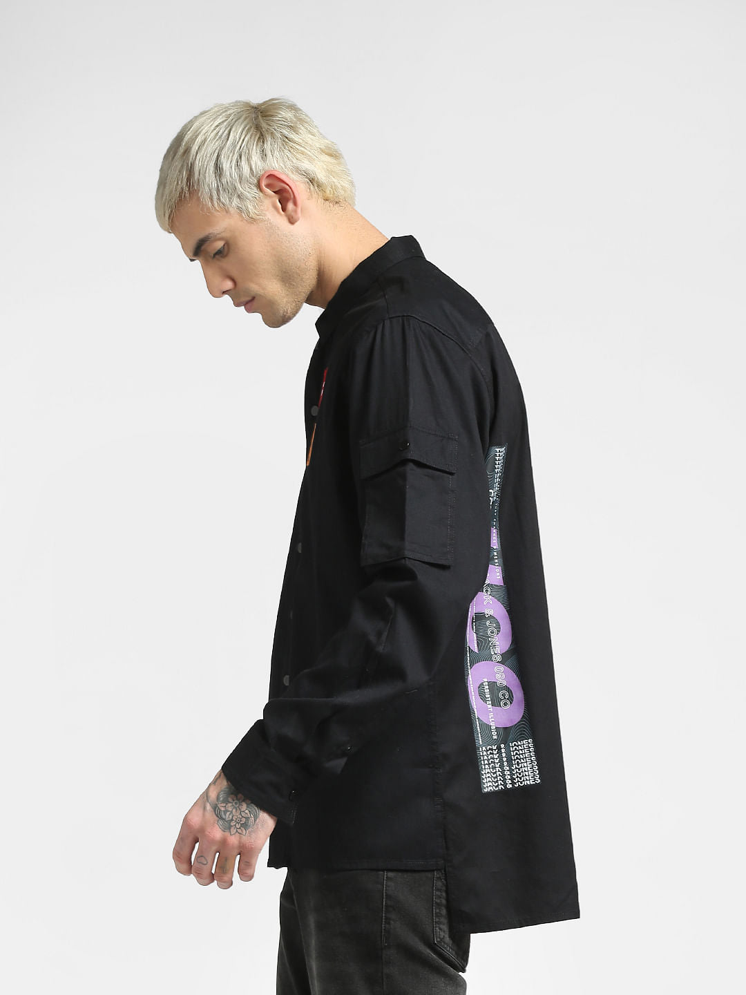 Black Oversized Full Sleeves Shirt