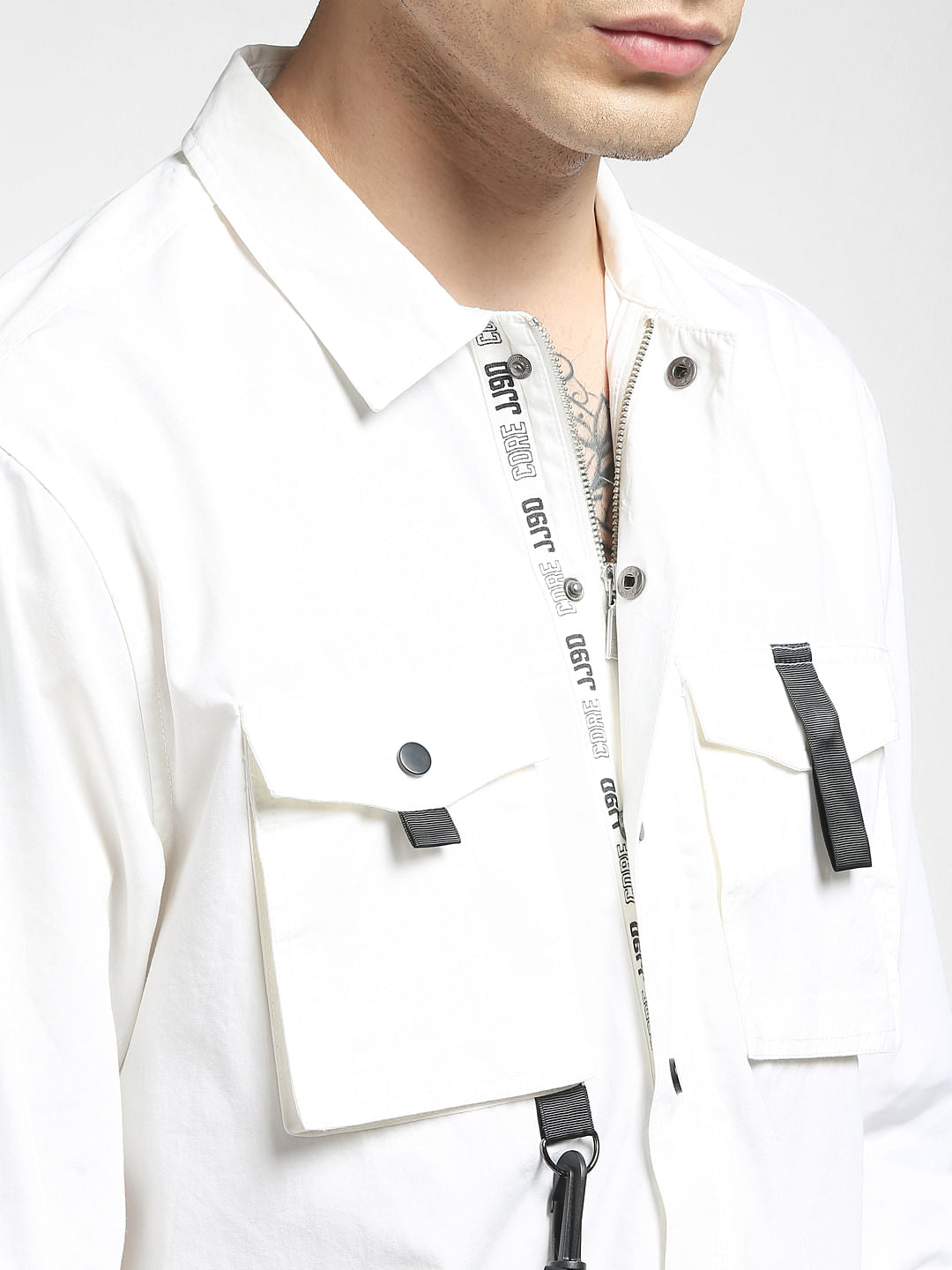 White Solid Full Sleeves Shirt