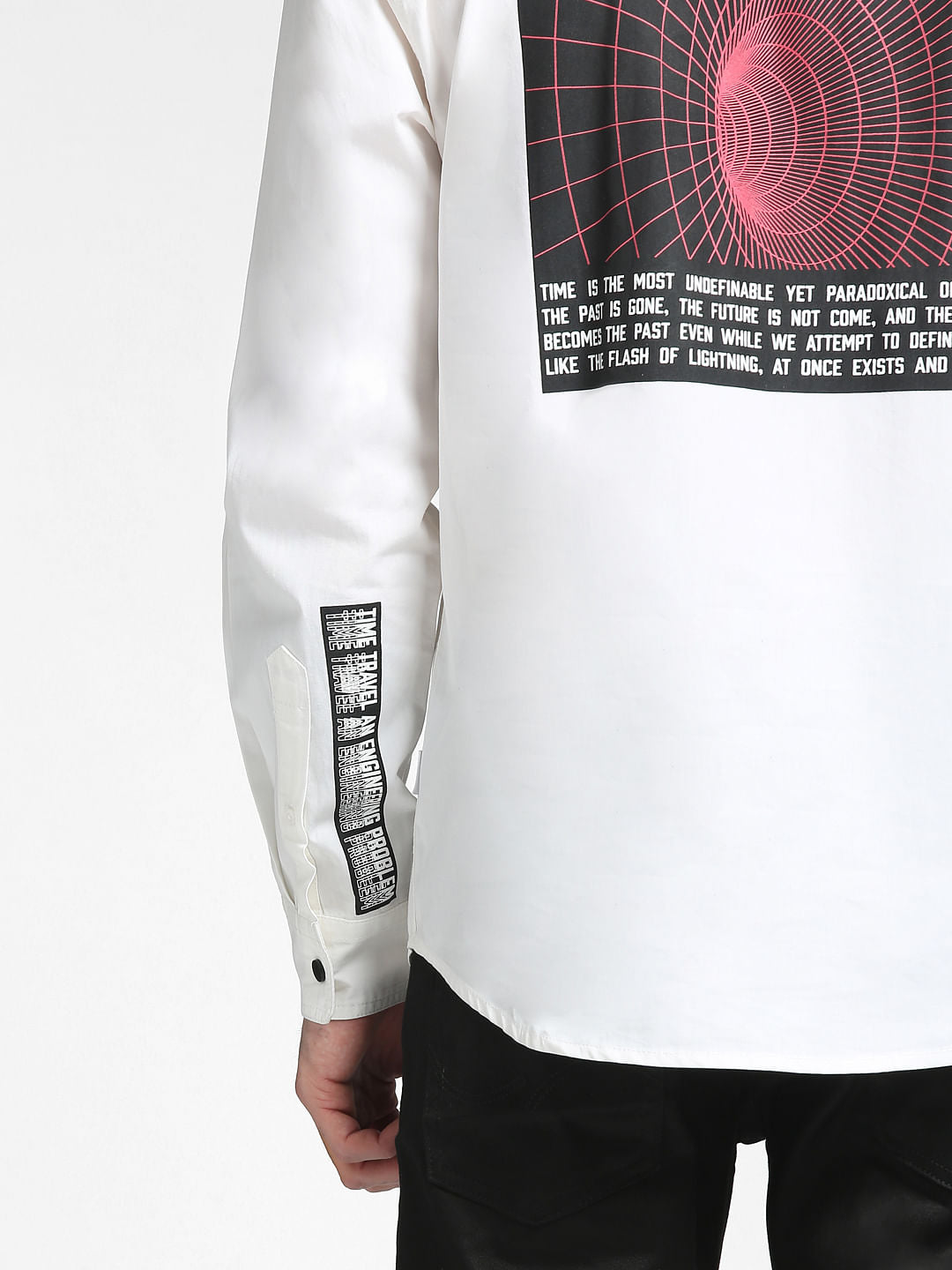 White Solid Full Sleeves Shirt