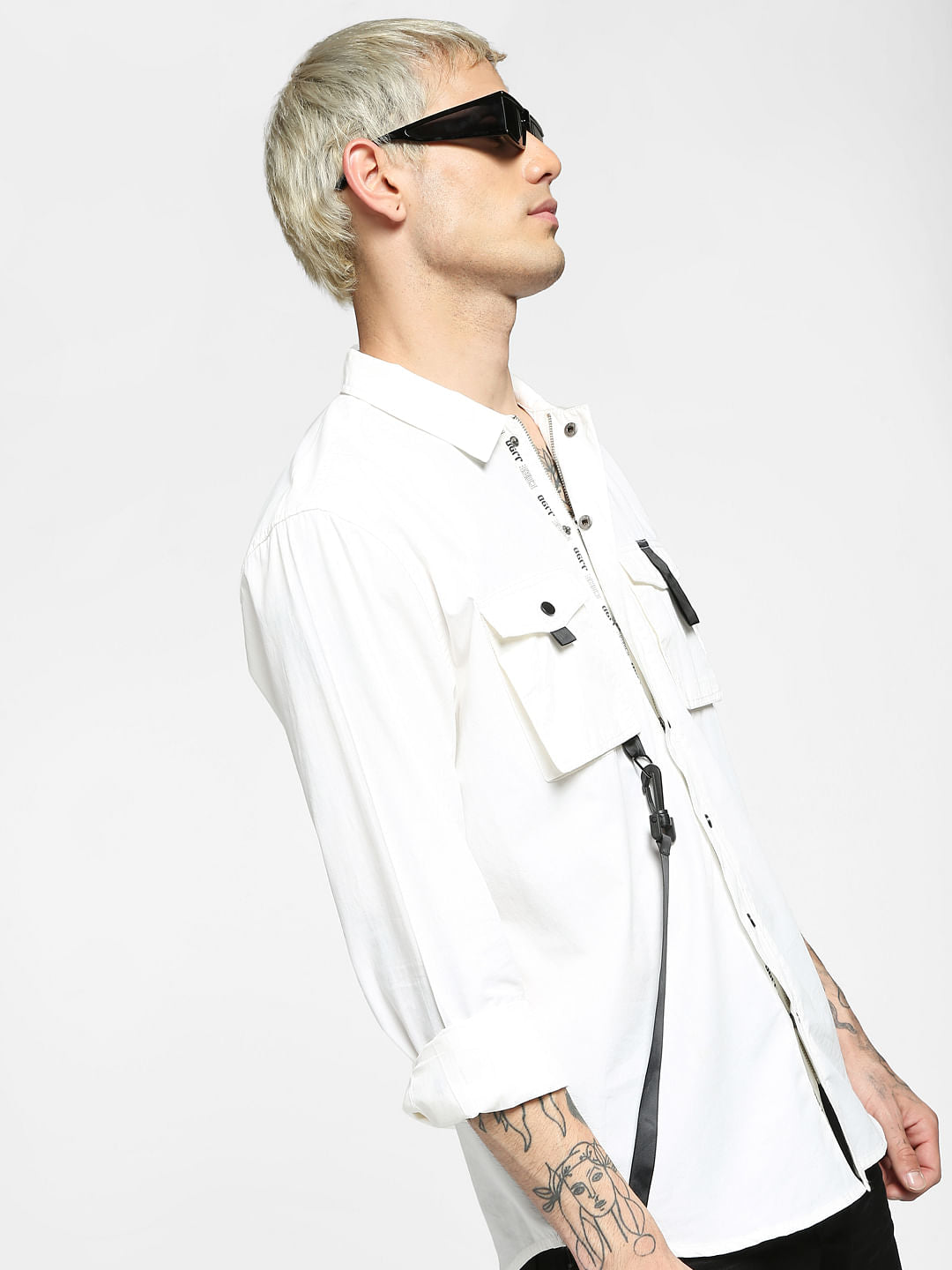White Solid Full Sleeves Shirt