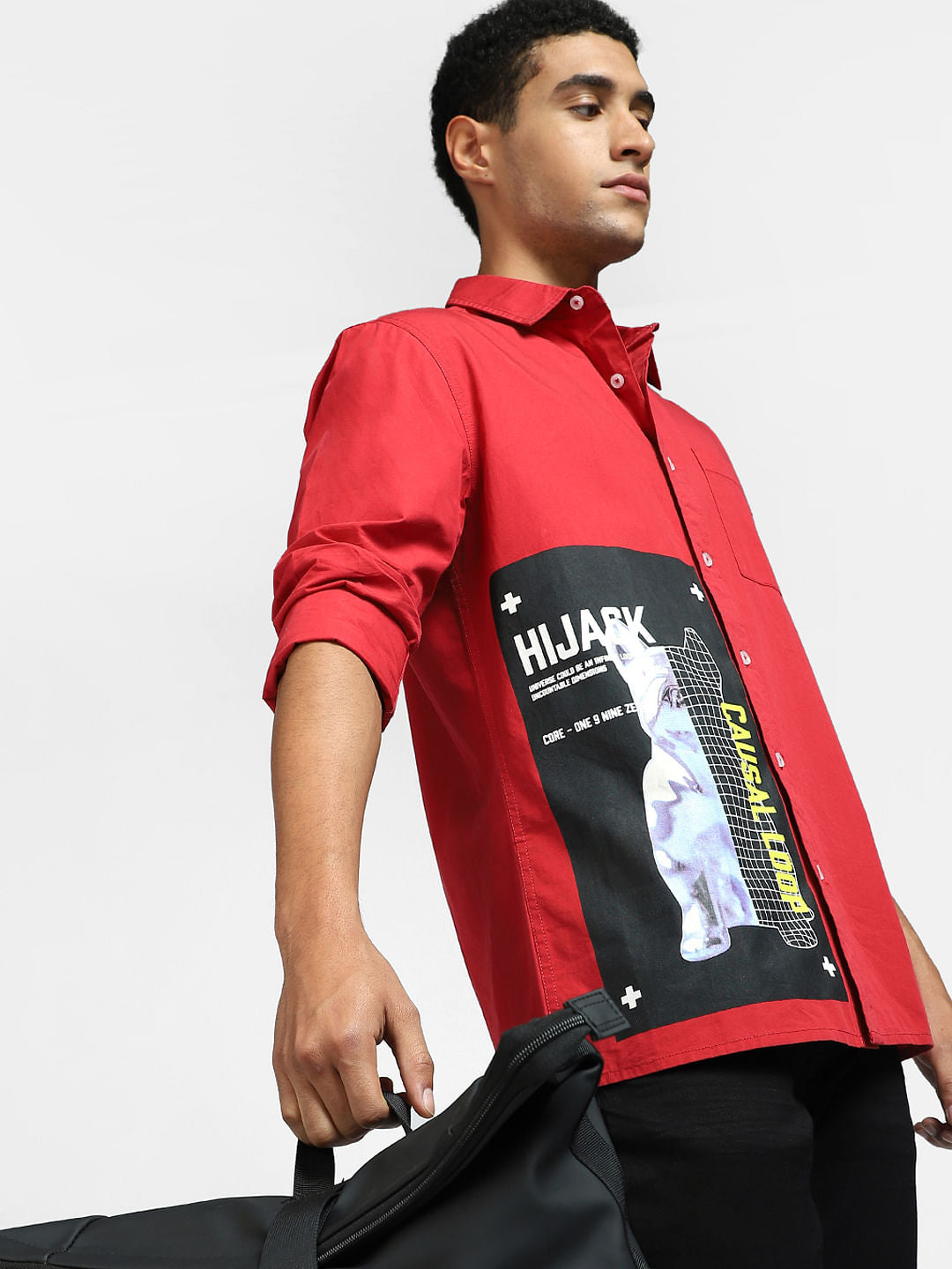 Red Graphic Print Full Sleeves Shirt