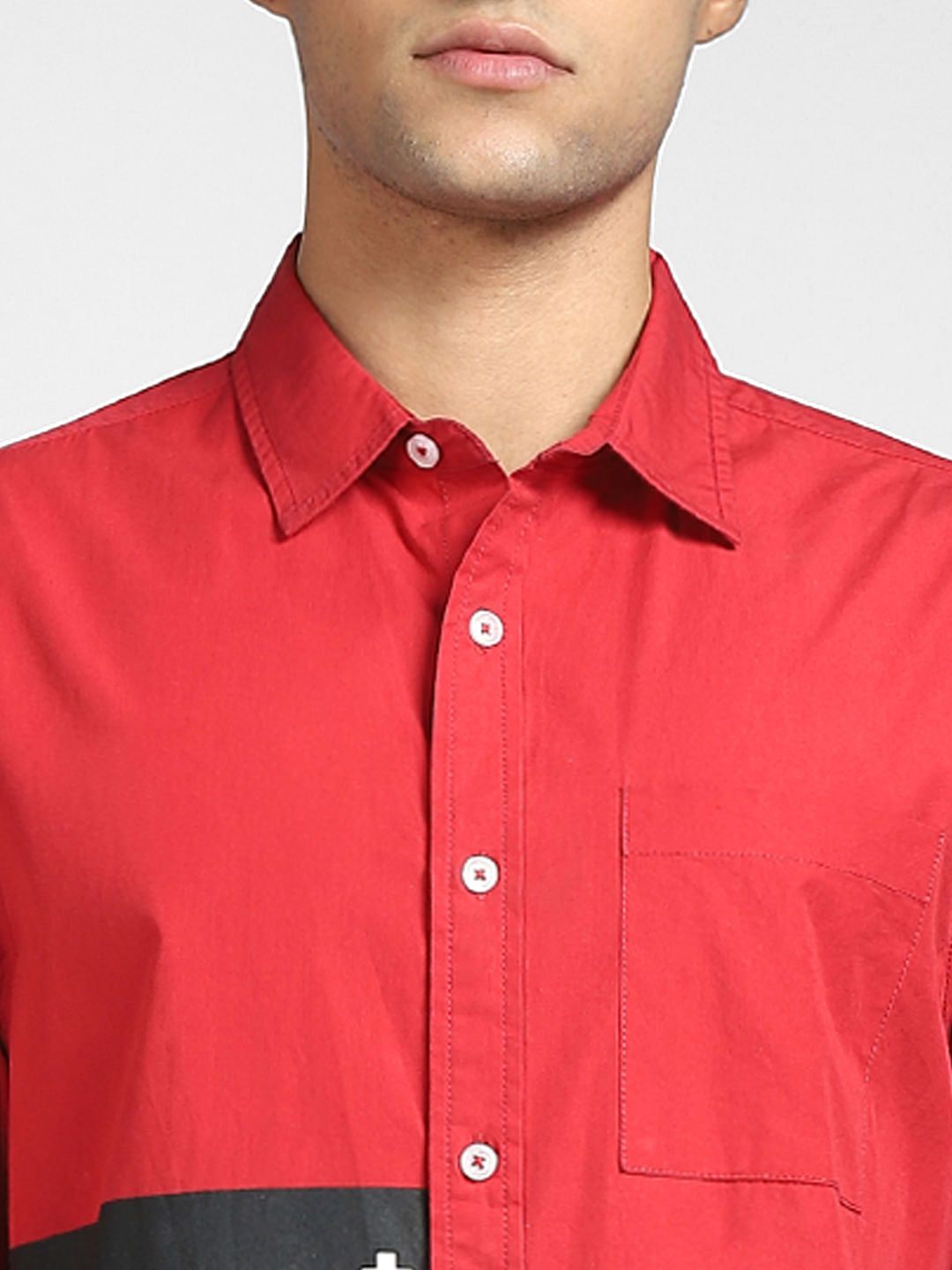 Red Graphic Print Full Sleeves Shirt
