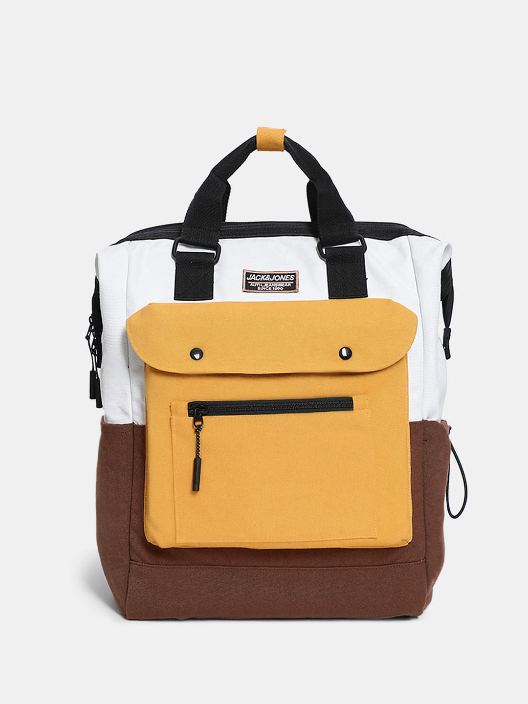 Brown Colourblocked Backpack - ONE