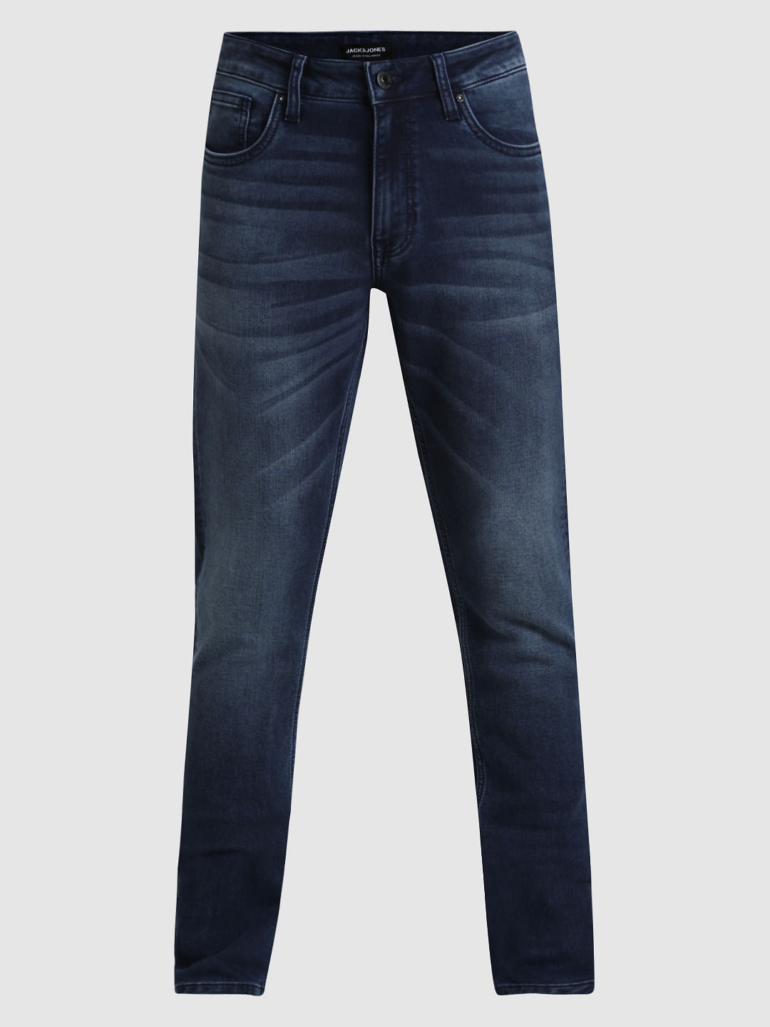Blue Mid Rise Washed Clark Straight Fit Jeans