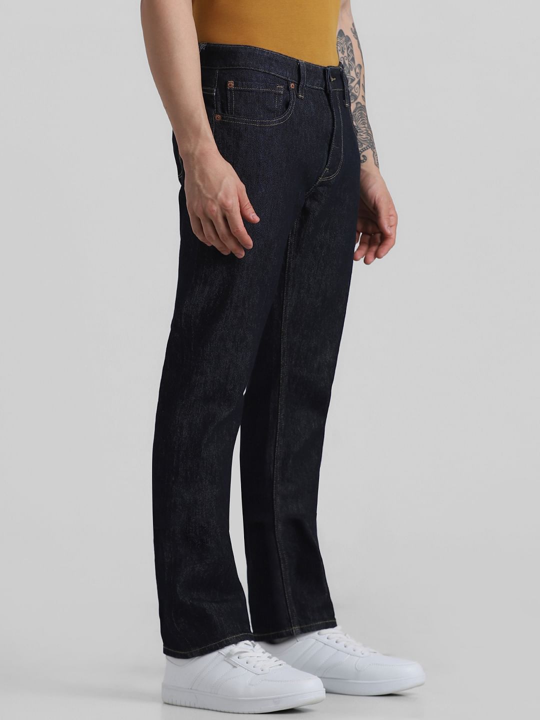 Dark Blue Mid Rise Clark Regular Fit Jeans