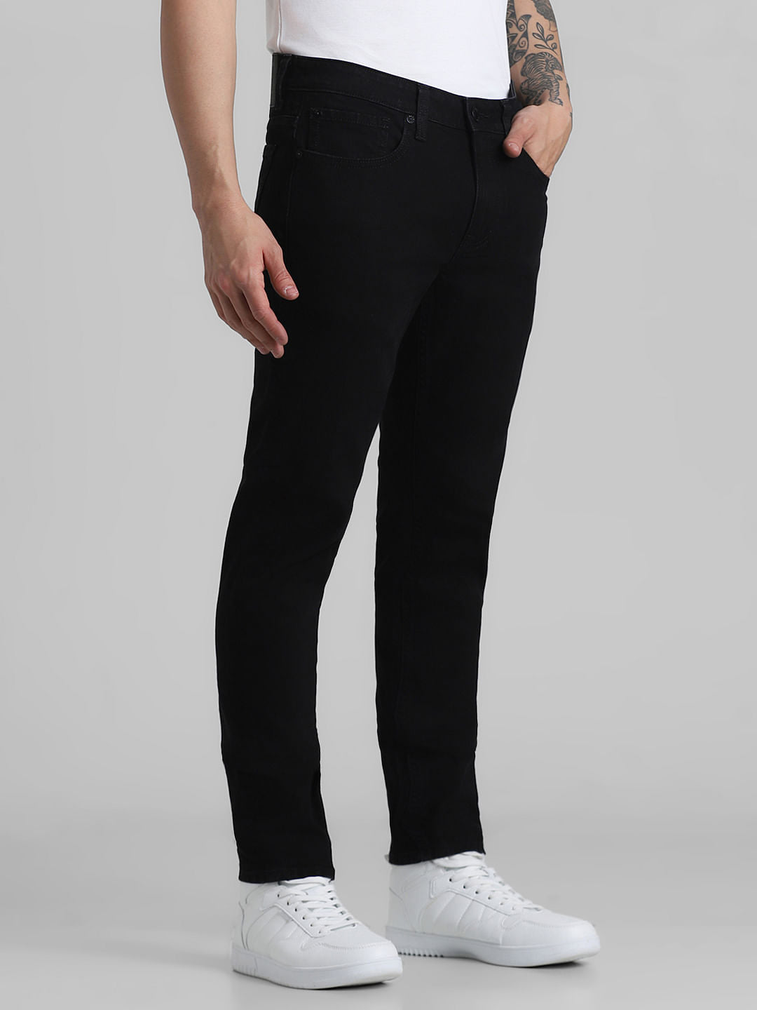 URBAN RACERS by JACK&JONES BLACK LOW RISE GLENN SLIM FIT JEANS