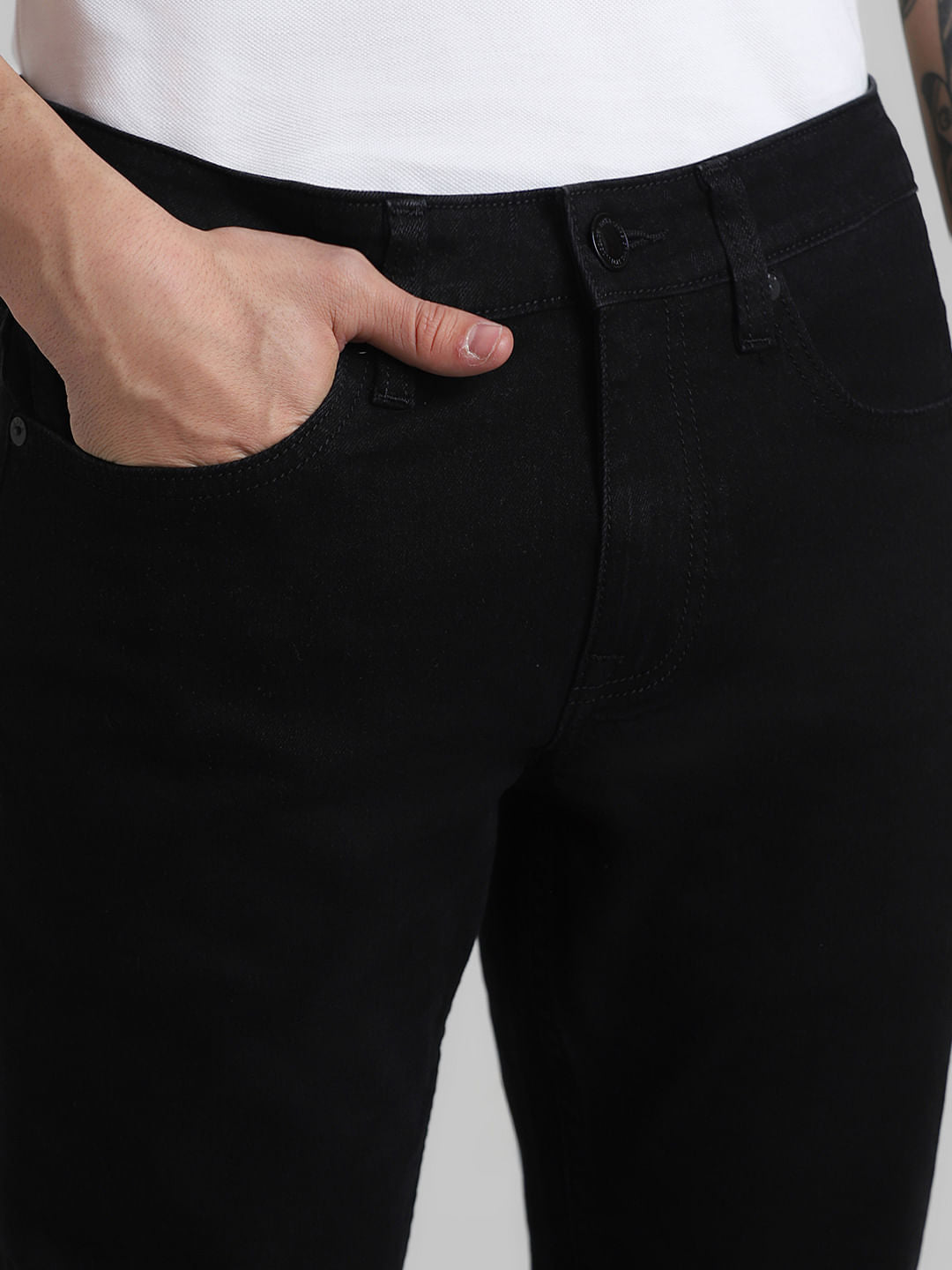 URBAN RACERS by JACK&JONES BLACK LOW RISE GLENN SLIM FIT JEANS