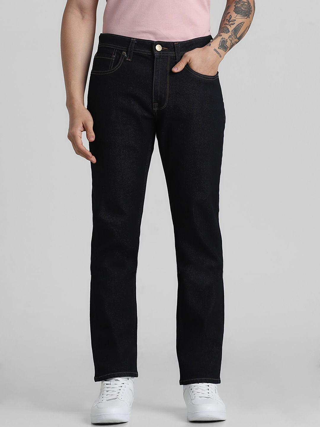 Dark Blue Mid Rise Regular Fit Jeans - 28/30