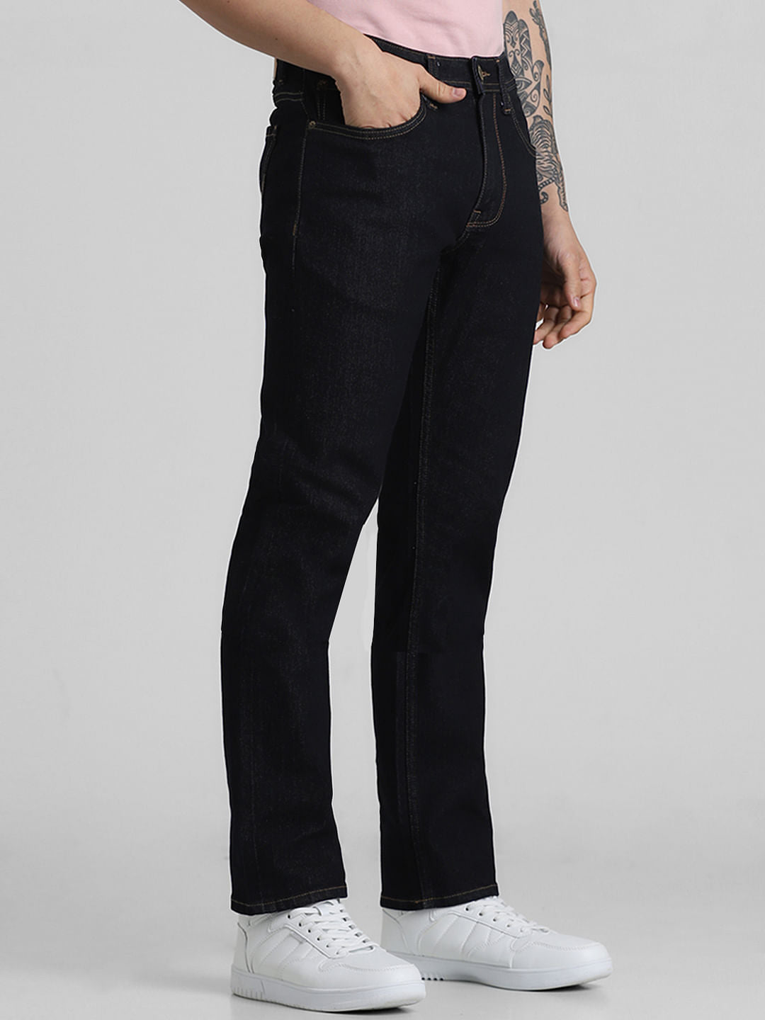 Dark Blue Mid Rise Regular Fit Jeans