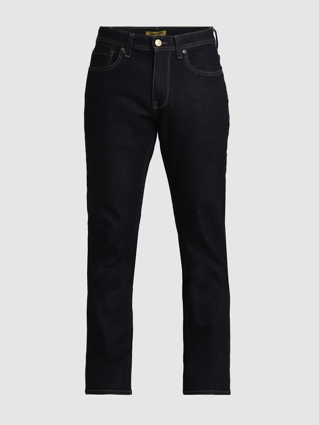 Dark Blue Mid Rise Regular Fit Jeans