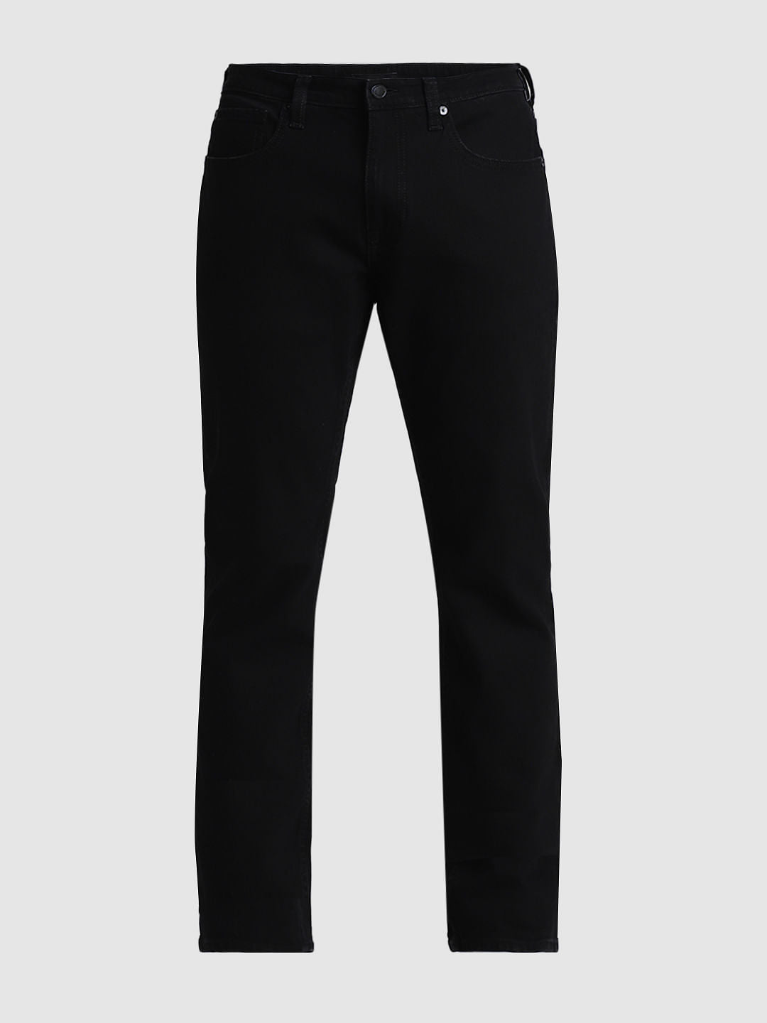 Black Mid Rise Clark Regular Fit Jeans