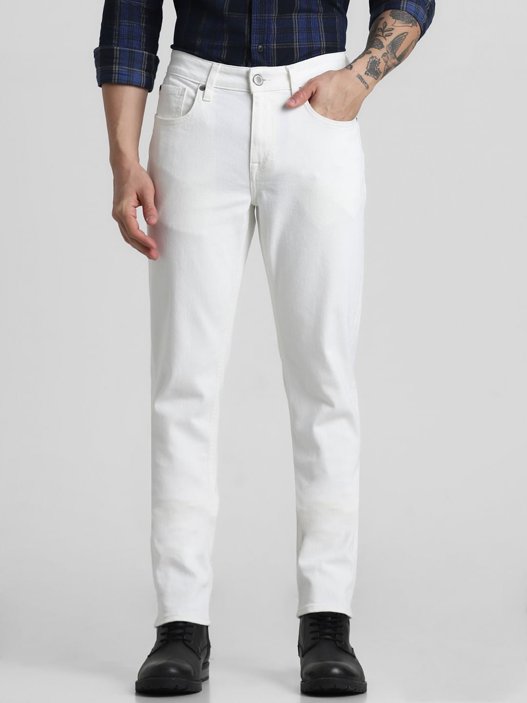 Ecru Low Rise Glenn Slim Fit Jeans - 28/30
