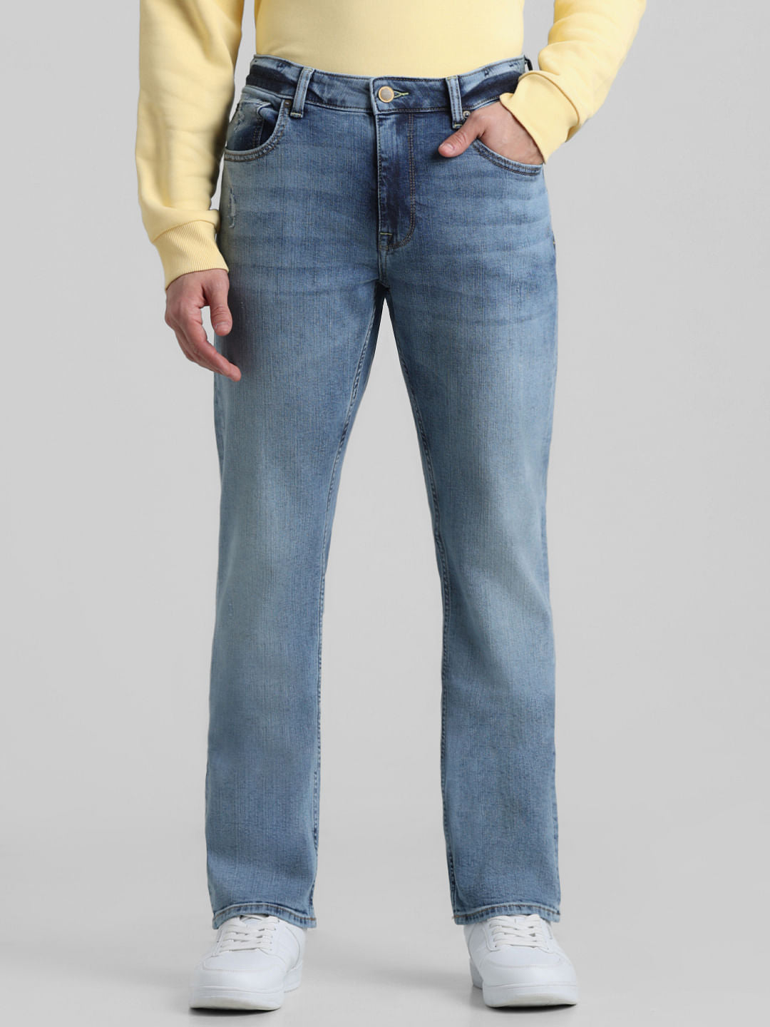 Blue Mid Rise Clark Regular Fit Jeans