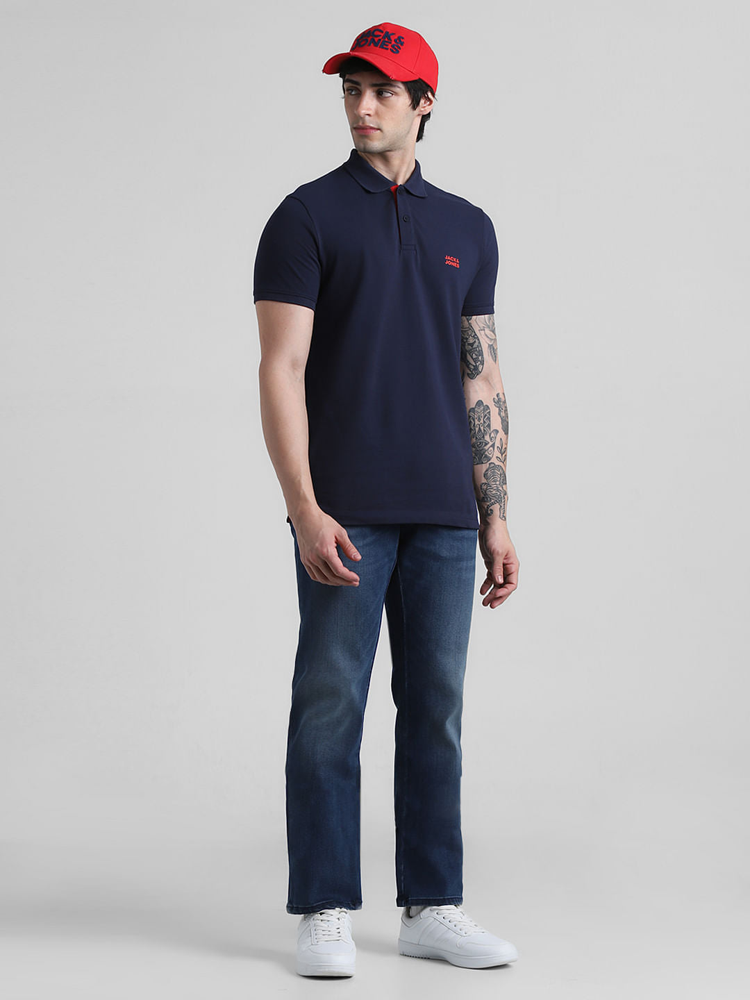 Dark Blue Mid Rise Clark Regular Fit Jeans