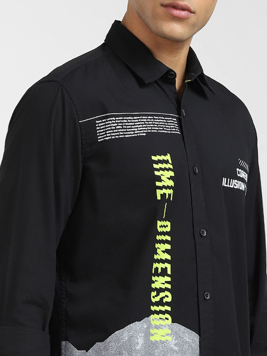 Black Graphic Print Full Sleeves Shirt