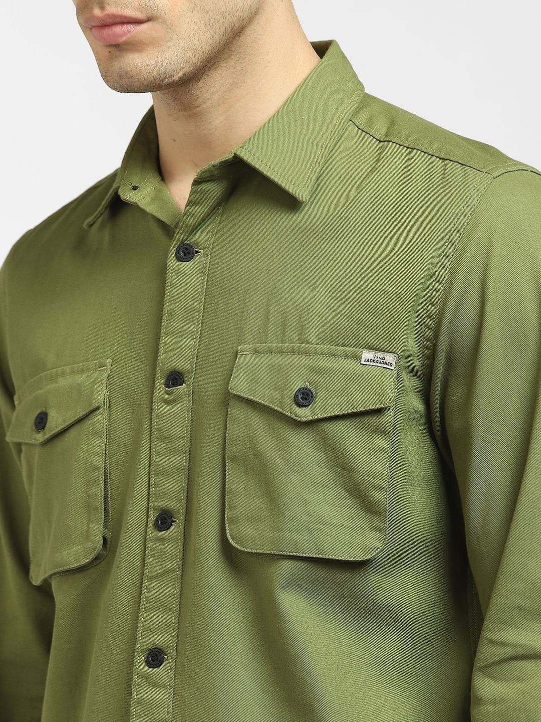 Green Printed Full Sleeves Shirt