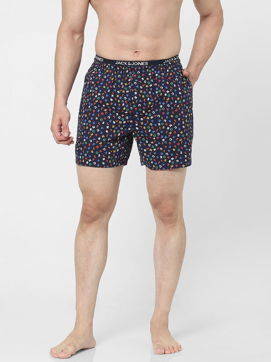 Blue Letter Print Boxers - S