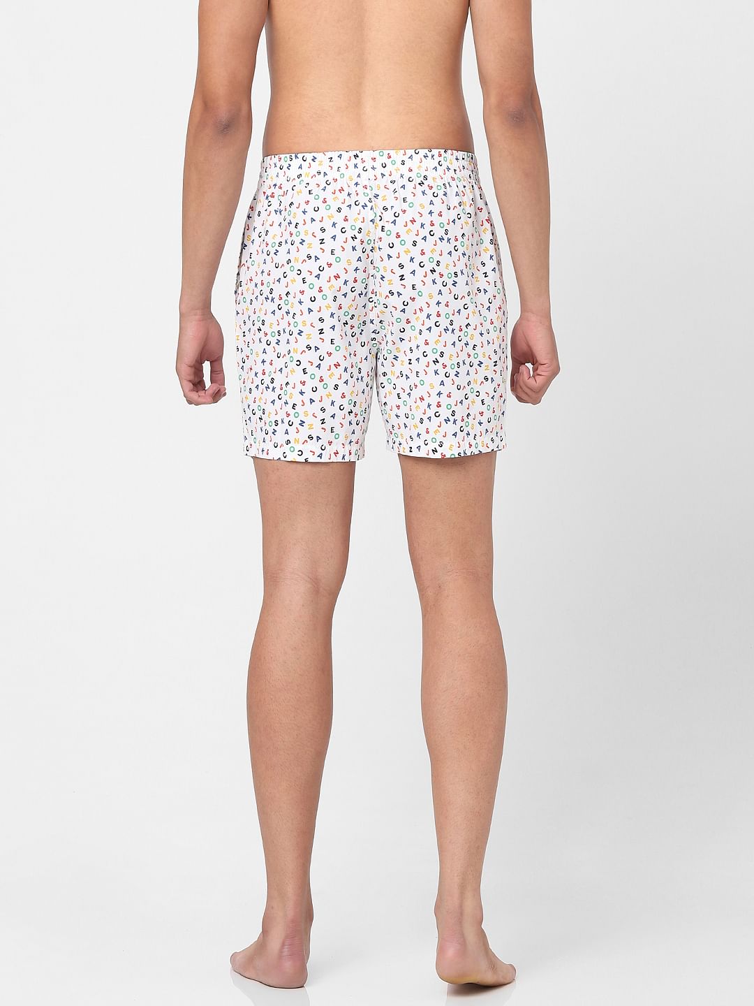 White Letter Print Boxers