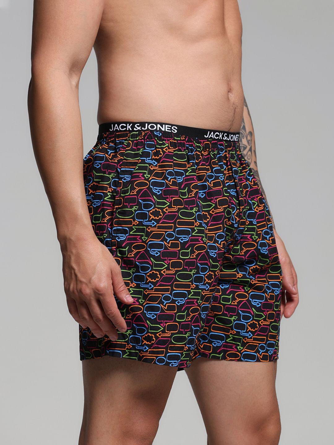 Black Printed Cotton Boxers