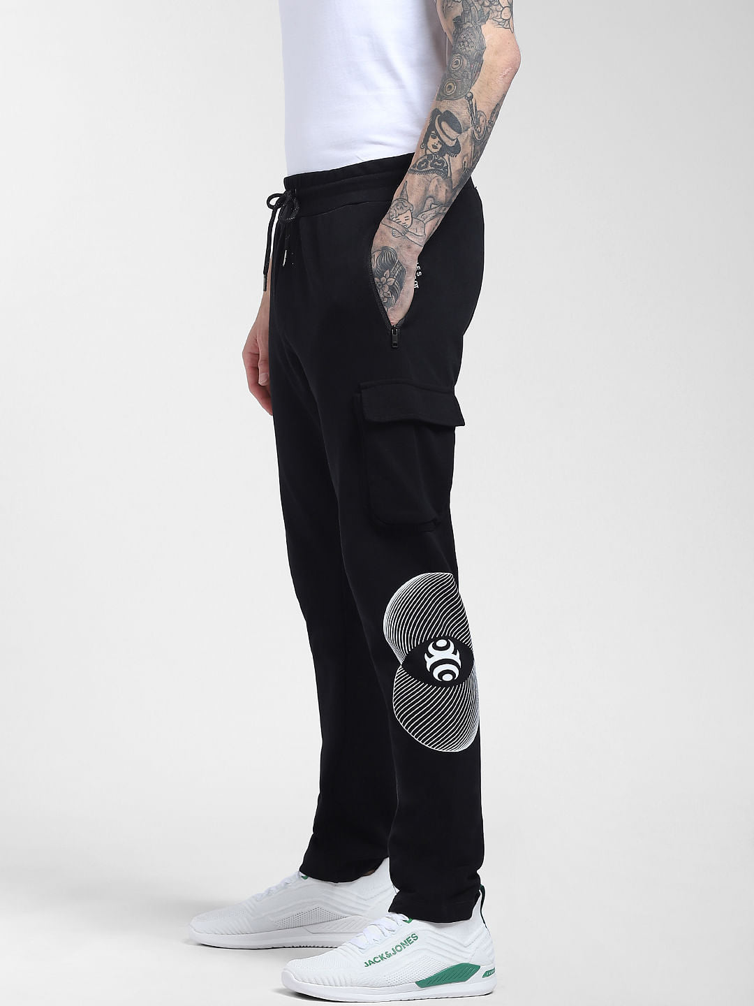 Black Graphic Printed Sweatpants