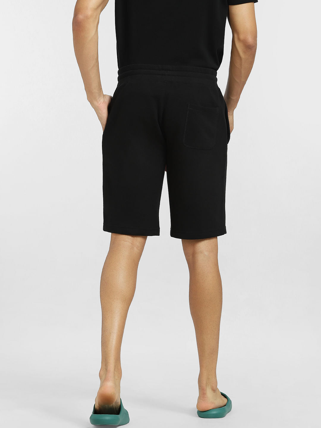 Black Mid Rise Drawstring Sweatshorts