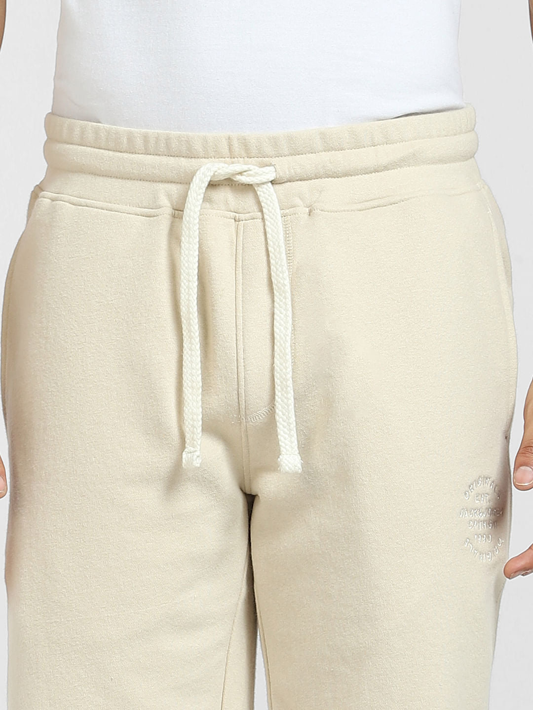 Beige Mid Rise Sweatshorts
