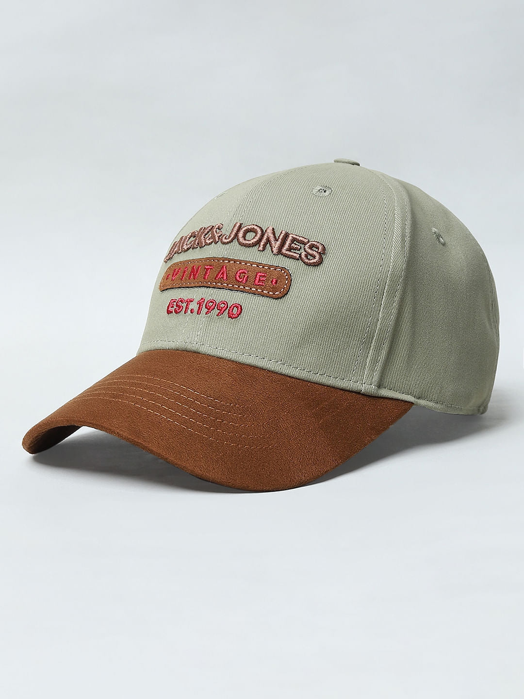 Light Green Colourblocked Baseball Cap