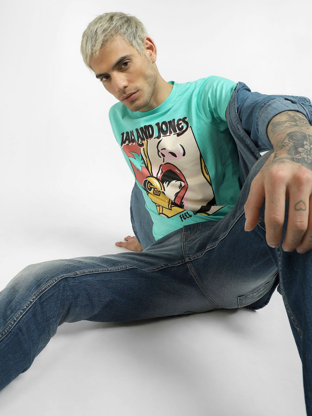 Green Graphic Crew Neck T-shirt