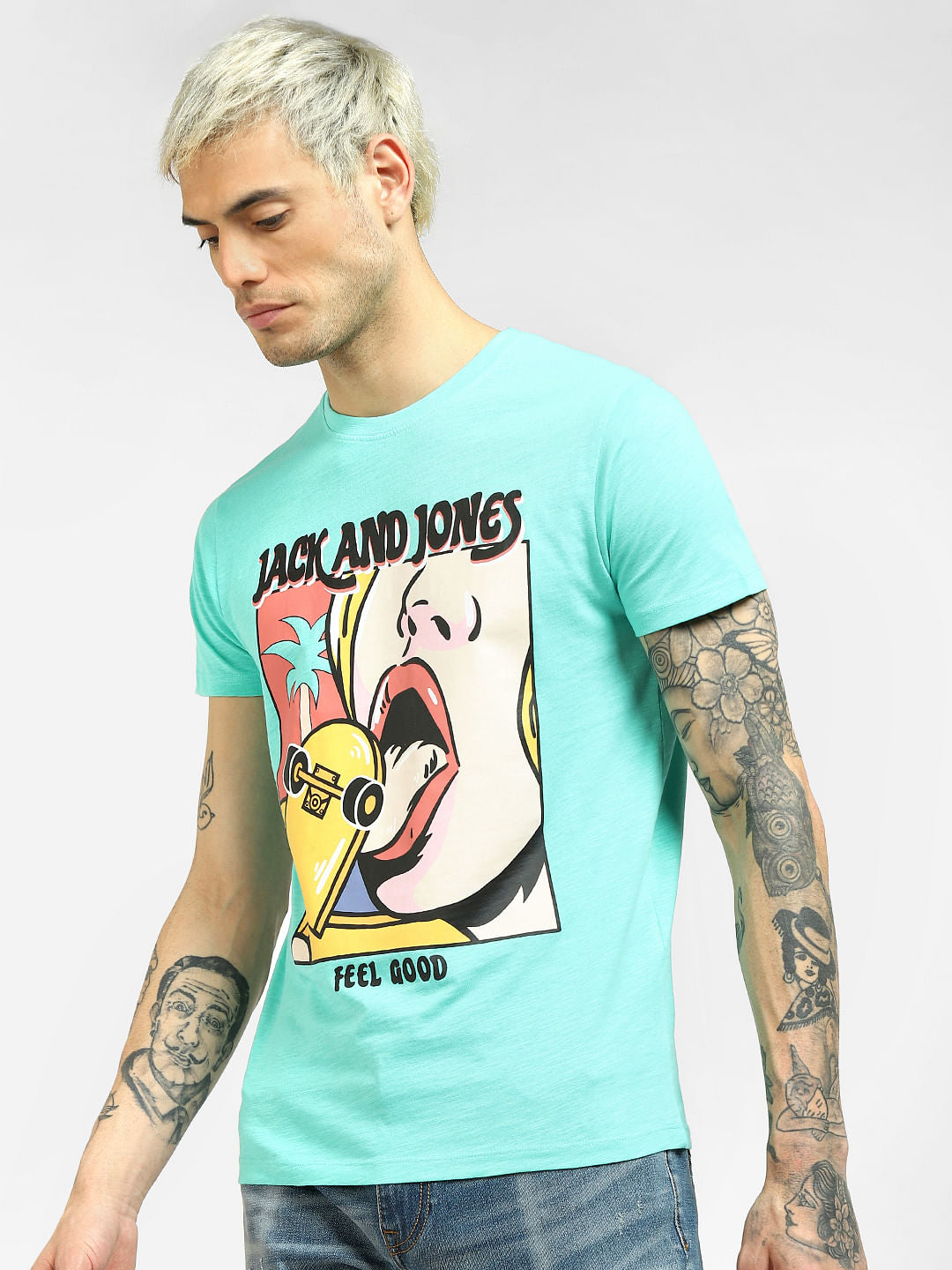 Green Graphic Crew Neck T-shirt