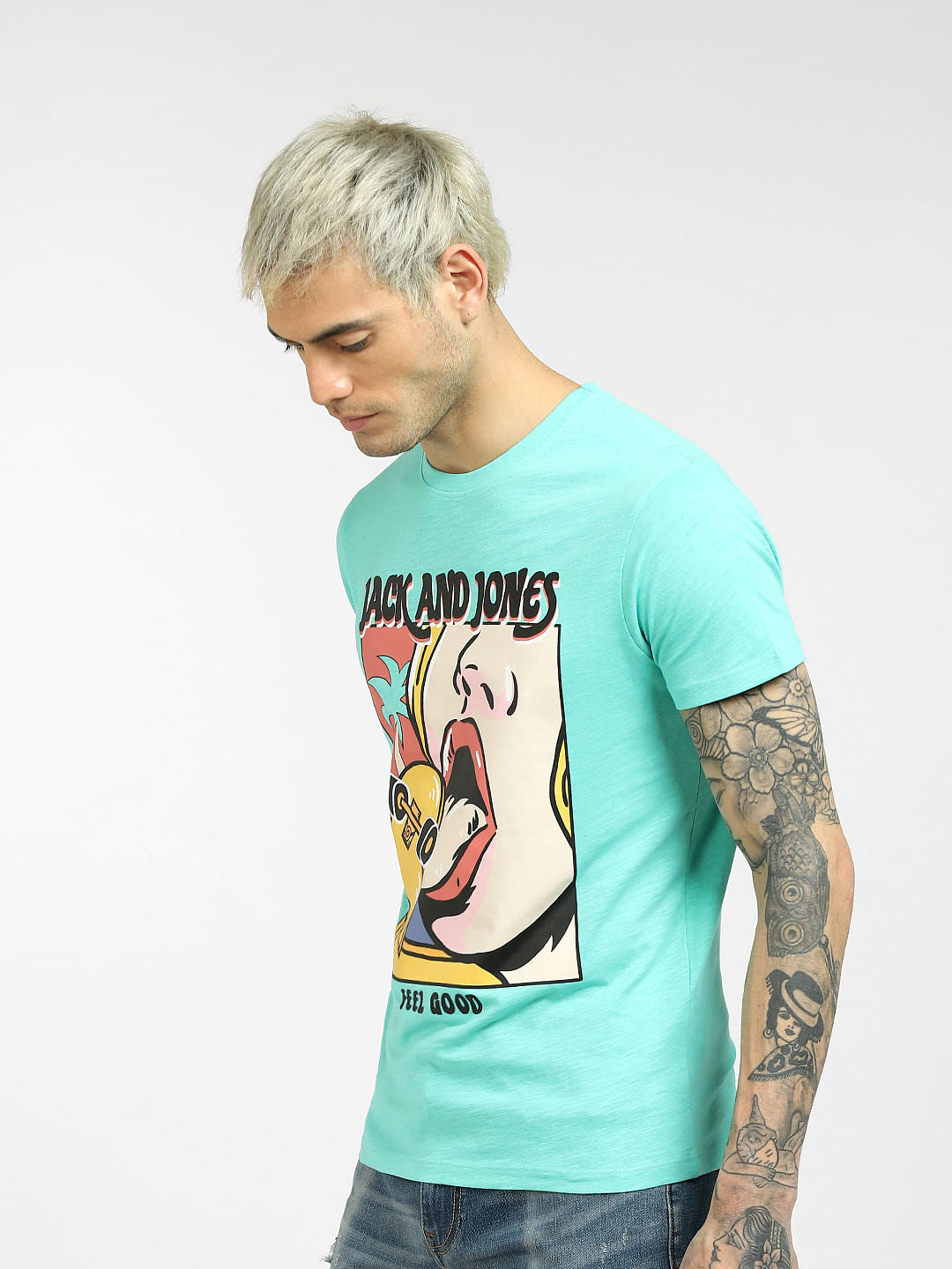 Green Graphic Crew Neck T-shirt