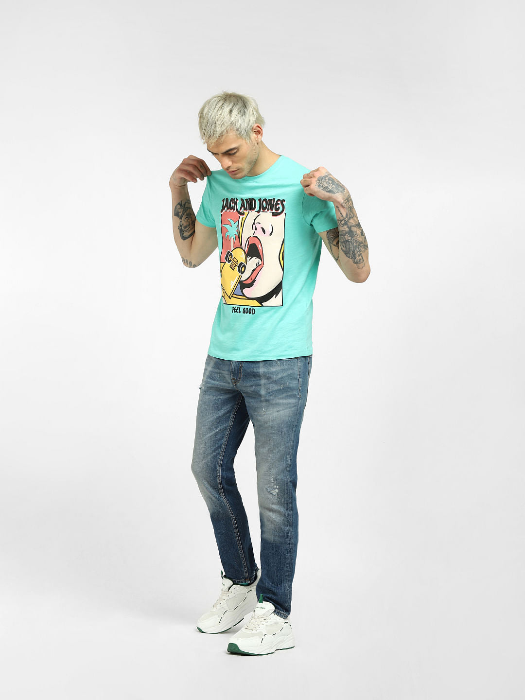 Green Graphic Crew Neck T-shirt