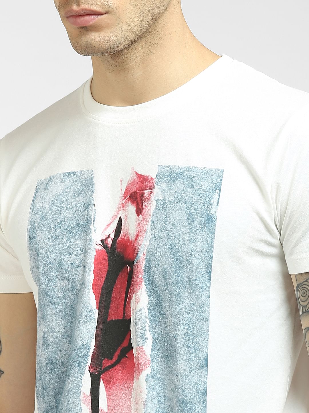White Graphic Crew Neck T-shirt