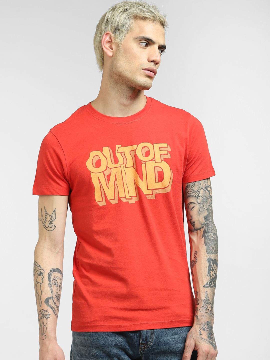 Red Graphic Print Crew Neck T-shirt