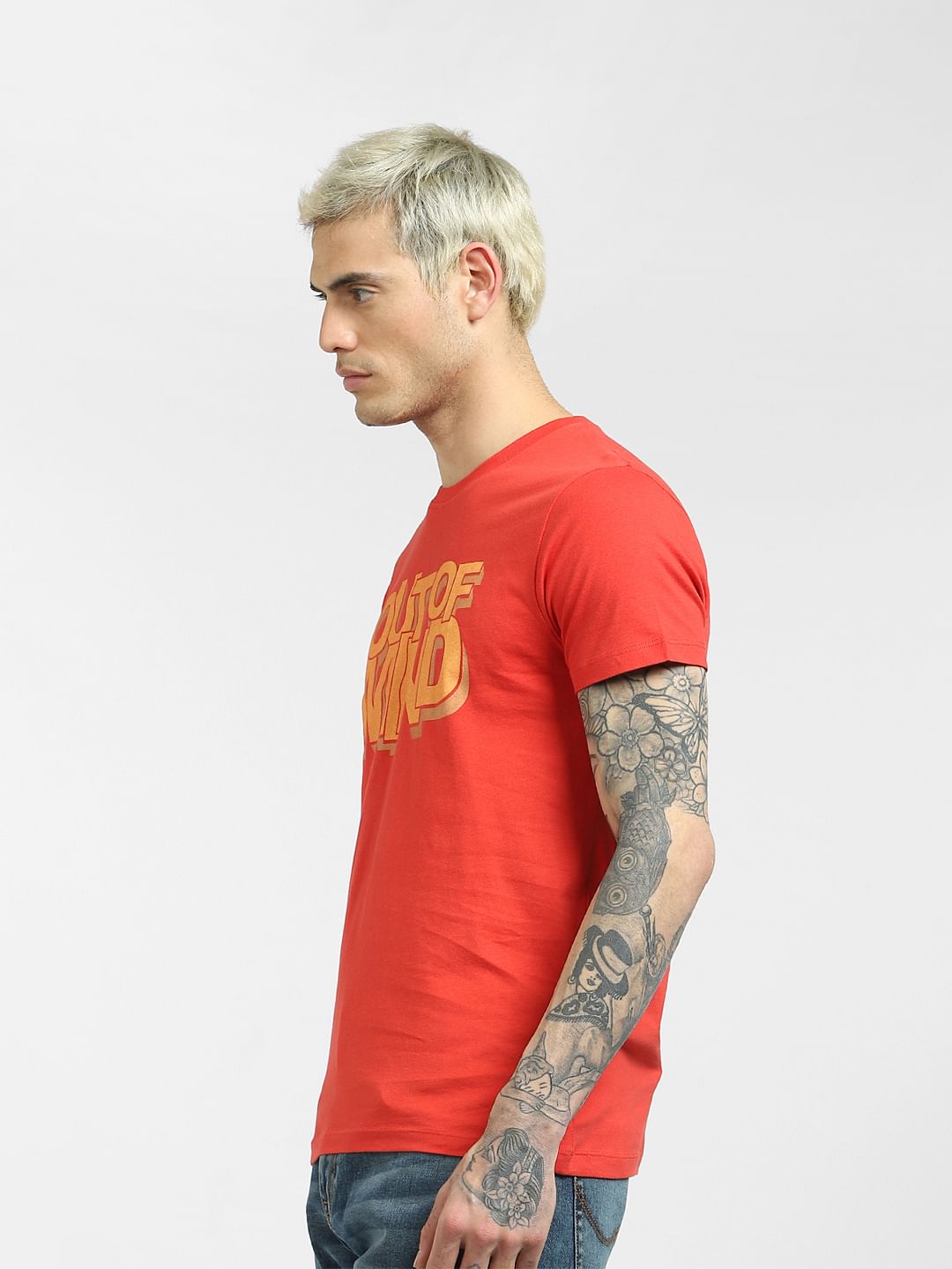 Red Graphic Print Crew Neck T-shirt