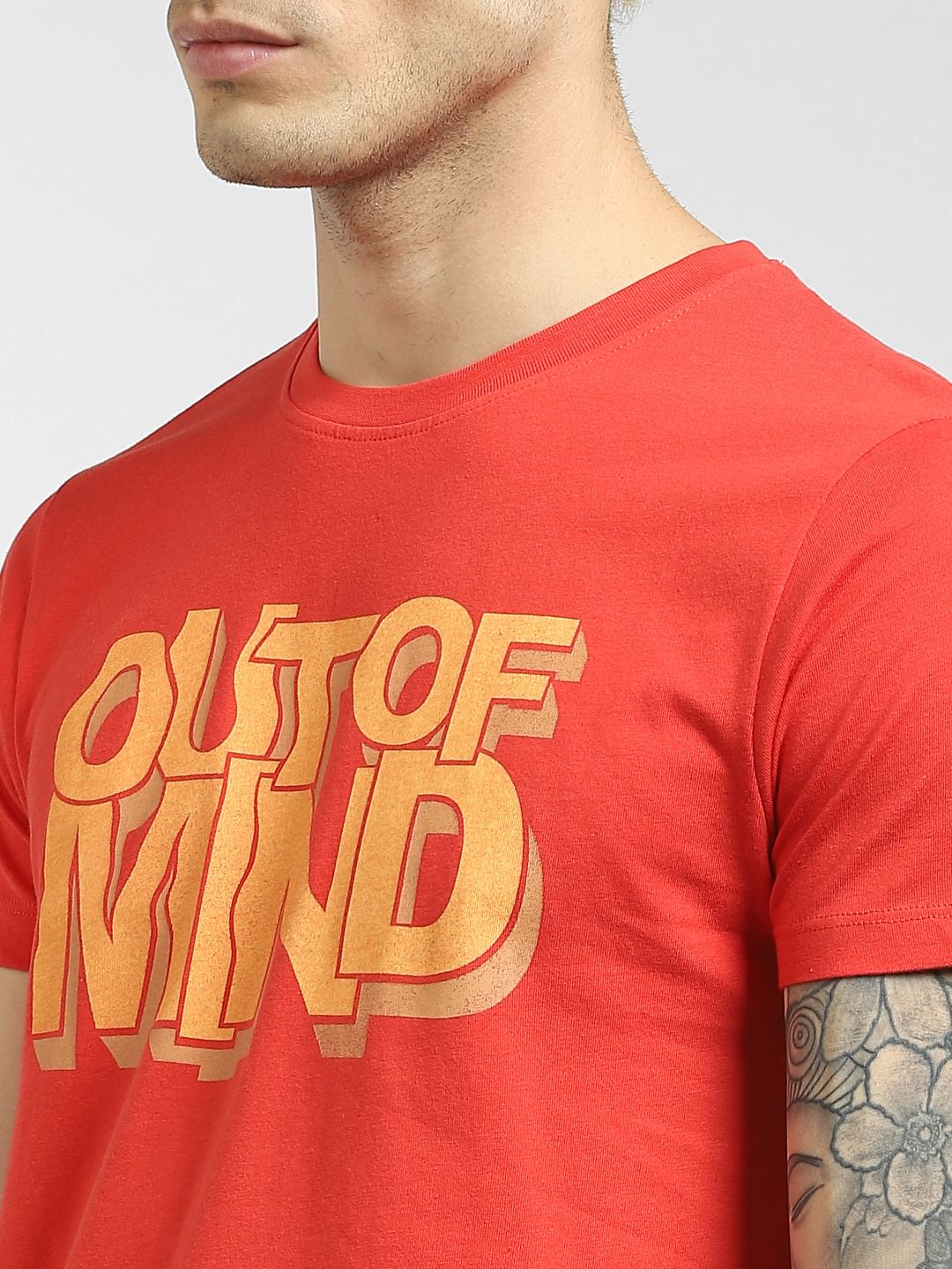 Red Graphic Print Crew Neck T-shirt