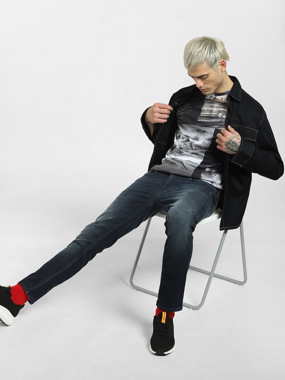 Black Vintage Crew Neck T-shirt - S