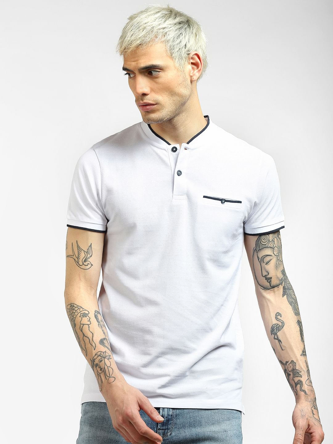 White Henley Neck T-shirt