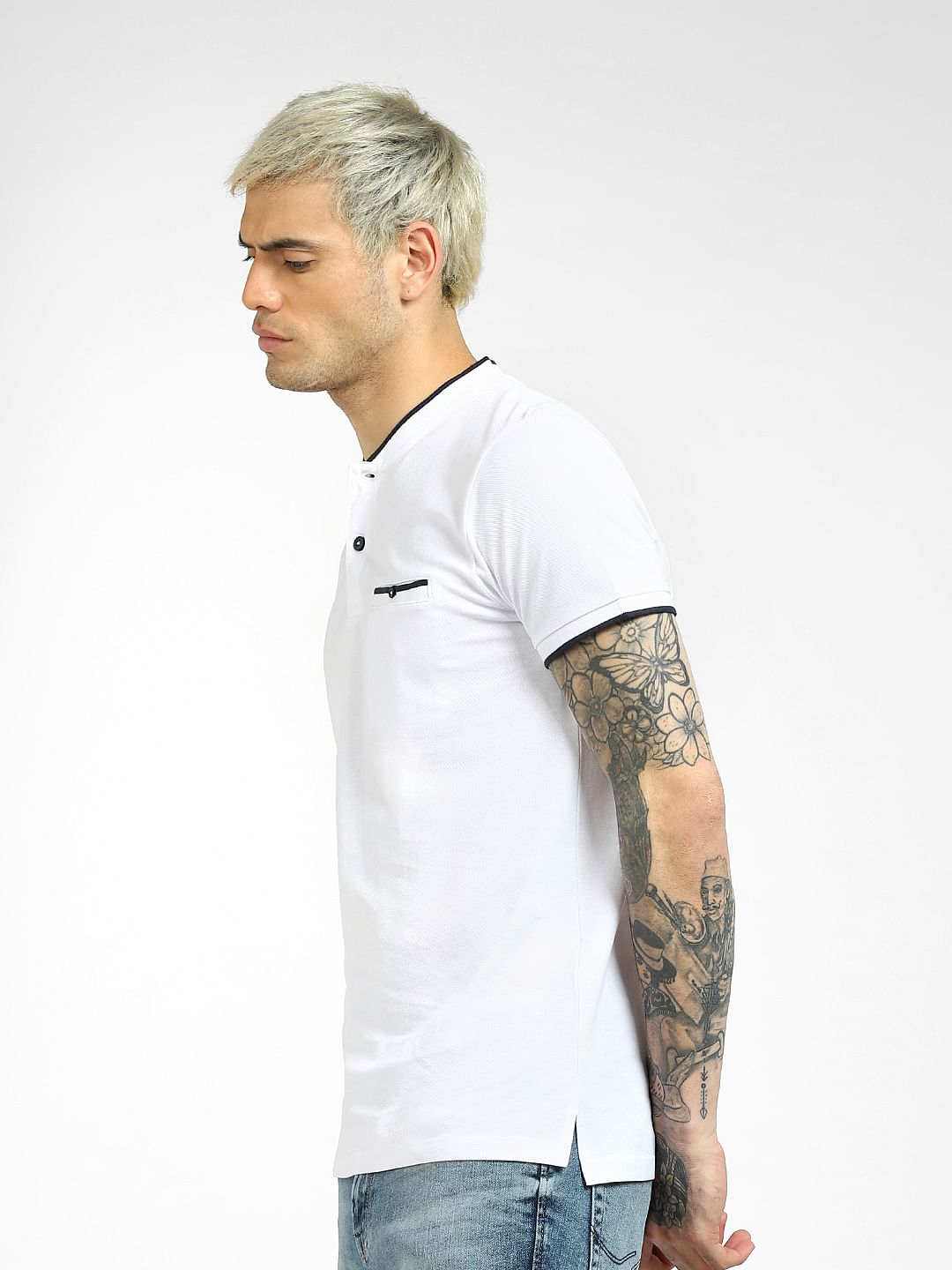White Henley Neck T-shirt